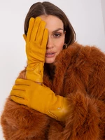 Tmavě žluté elegantní dámské rukavice