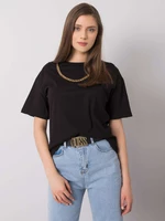 Černé bavlněné tričko Donna RUE PARIS