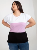 White and purple blouse plus size without fastening