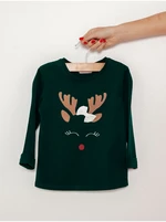 Dark green girls' T-shirt with Christmas motif CAMAIEU - Girls