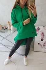 Reinforced sweatshirt with long back and green hood