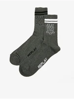 Set of two pairs of men's socks in dark gray Replay - Men