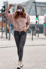 Women's oversized sweatshirt with cappuccino fringe