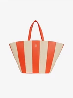 Béžovo-oranžová dámska pruhovaná plážová taška Tommy Hilfiger