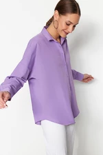 Trendyol Purple Cotton Oversize Wide Fit Woven Shirt