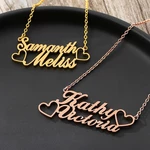 Personalized Couple Custom Double Name Necklaces Stainless Steel Jewelry for Women Pendant Mens Gold Chains Valentines Day Gifts
