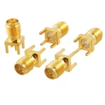 100 Pcs Gold PCB mount with solder RP SMA RP-SMA End Launch female Jack(male pin) plug straight connector