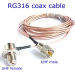 SL16 PL259 UHF Male Long To UHF S0239 Female Right Angle&UHF Male To UHF Female Crimp for RG316 Pigtail Cable Low Loss 50 Ohm