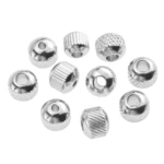 Aiovlo Grid Tire Shape Stainless Steel Beads 4 5 6 7 8mm Round Spacer Loose Beads for Jewelry Necklace Bracelet Making Wholesale