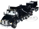 Kenworth T880 Quad-Axle Dump Truck and Rogue Transfer Tandem-Axle Dump Trailer Black 1/64 Diecast Model by DCP/First Gear