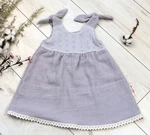 Baby Nellys Letní lehoučké mušelínové šaty Summer - šedé, vel. 80-86 (12-18m)