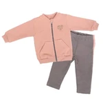 Mamatti Dětská tepláková souprava zapínání na zip Květinka, pudrová/šedá, vel. 80 (9-12m)
