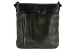 Kožená taška přes rameno crossbody - tmavě zelená