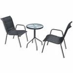 Záhradný bistro set 3 ks kov / textilen Dekorhome Čierna,Záhradný bistro set 3 ks kov / textilen Dekorhome Čierna