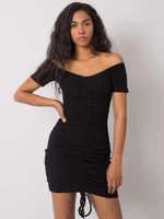 RUE PARIS Black dress with pleated