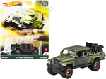 2020 Jeep Gladiator Rubicon Pickup Truck with Two Motorcycles Green Metallic and Gray "Hyper Haulers" Series Diecast Model Car by Hot Wheels