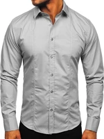 Cămașă elegantă cu mâneca lungă pentru bărbat gri Bolf 6944
