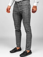 Pantaloni gri chinos în carouri Bolf 0002