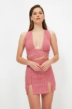 Trendyol Red Gingham Woven Bottom-Top Set