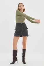Trendyol Anthracite Buttoned Skirt