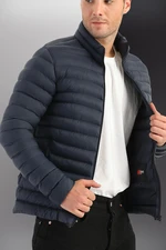 D1fference Men's Navy Blue Waterproof Inflatable Gel Fiber Filled Sports Coat.