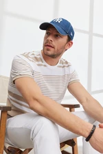 ALTINYILDIZ CLASSICS Men's White-mink Slim Fit Slim Fit Crew Neck 100% Cotton Short Sleeved Striped T-Shirt. ALTINYILDIZ CLASSICS Men's White-mink Slim Fit Slim Fit Crew Neck 100% Cotton Short Sleeved Striped T-Shirt.