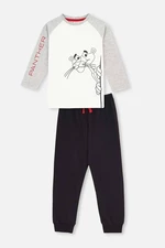 Dagi Gray Long Sleeve Printed Jogger Legs Knitted Pajamas Set