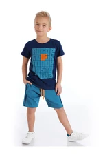 Mushi Boys Navy Blue Alphabet Shorts Set