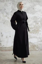 InStyle Nomira Stone Detailed Belted Stash Abaya - Black