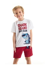 Denokids Shark Club Shark Boys White T-shirt and Shorts Set