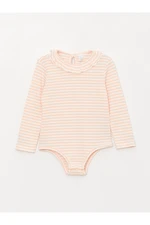 LC Waikiki Crew Neck Long Sleeved Baby Girl Bodysuit with Snap fastener