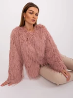 Dark pink transitional jacket with eco fur