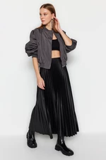 Trendyol Black Pleated Maxi Stretchy Knitted Skirt