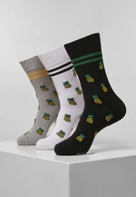 Recycled pineapple socks 3-pack white/heather grey/black