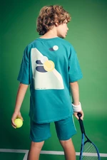 DEFACTO Boy Oversize Fit Crew Neck Printed Short Sleeve T-Shirt