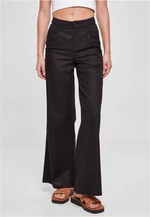 Women's High Canvas Mixed Wide Trousers Black