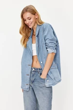 Trendyol Blue Oversize Blazer Denim Jacket