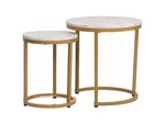 Konferenční stolek 2 ks HOLA Bílá / zlatá,Konferenční stolek 2 ks HOLA Bílá / zlatá