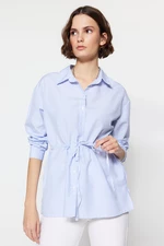 Trendyol Blue Striped Tie Detailed Woven Shirt