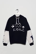 zepkids Girls' Cat Printed Kangaroo Pocket Sweatshirt.