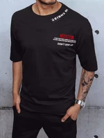 Černé pánské tričko Dstreet z s potiskem a odznaky