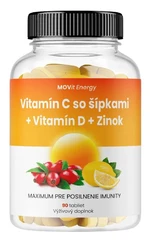 MOVIT ENERGY MOVit Vitamín C 1200 mg so šípkami + Vitamín D + Zinok Premium 90 tablet
