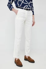 Kalhoty Tommy Hilfiger dámské, bílá barva, jednoduché, medium waist