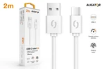 Datový kabel ALIGATOR 2A, USB-C, 2m, bílá