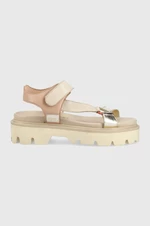 Kožené sandály Blauer Elsie dámské, béžová barva, na platformě, S3ELSIE07