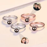 2Pcs/Set Projection Custom Photo Couple Ring Personalized Photo Projection Gold/Silver Color Adjustable Ring Gift Jewelry