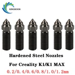 1/3PCS For Creality K1 Nozzle Hardened Steel Nozzle Kit 0.2/0.4/0.6/0.8/1.0/1.2mm for K1 FDM 3D Printer Parts Non Stick Filament