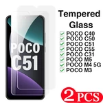 2Pcs screen protector For xiaomi Poco C51 C55 M5 F5 Pro Tempered glass For Poco C40 C50 M4 M3 C31 on the glass protective film