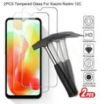 Redmi12C Glass 2PCS 9H Premium Tempered Glass For Redmi 12C 12 C 4G 22120RN86G 6.71" 9H Screen Protector Explosion-Proof HD Film