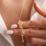Custom Month Flower Name Necklace Stainless Steel Gold Color Nameplate Pendant Personalized Necklace Women Girl Birthday Gifts